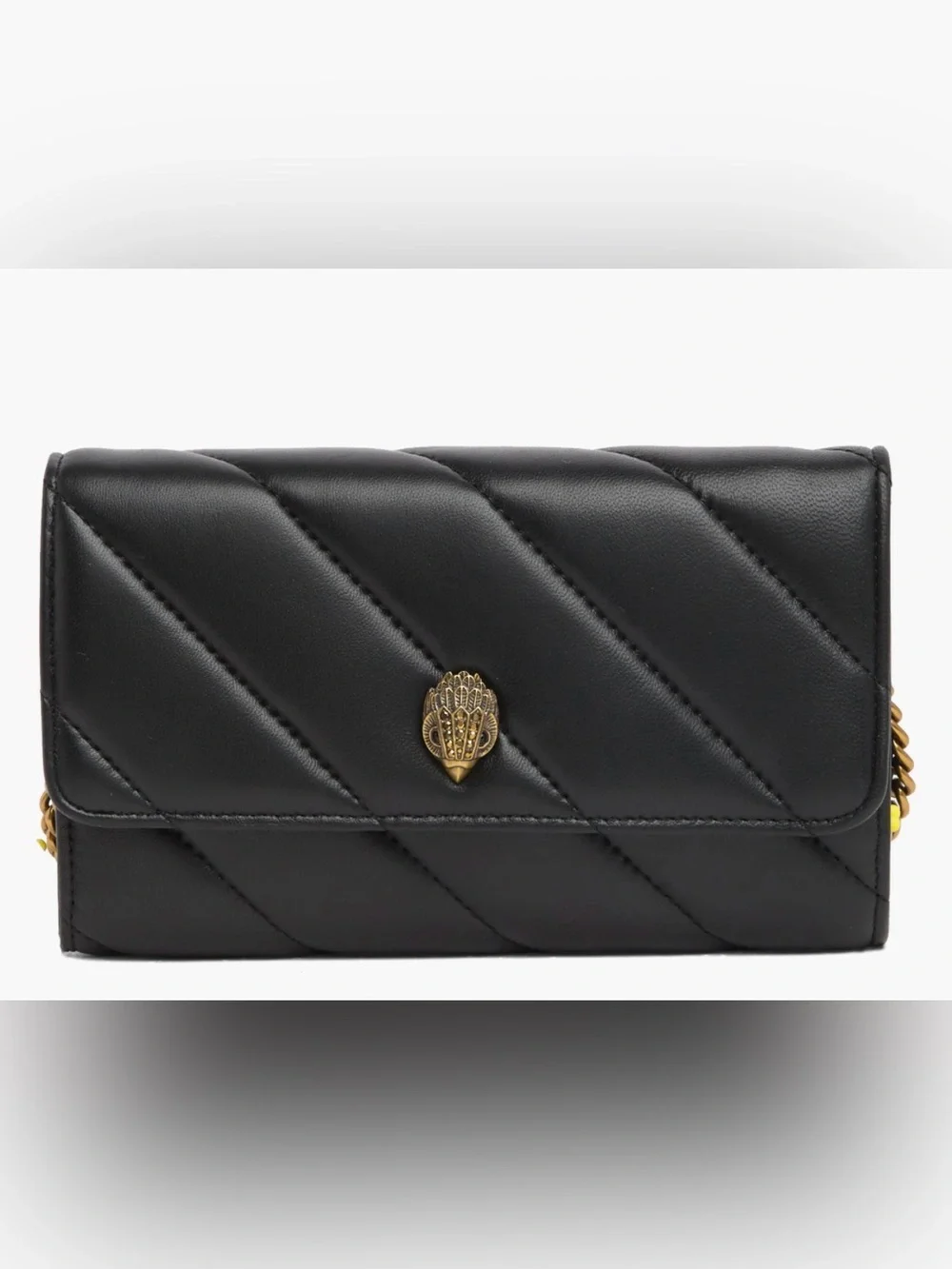 Kurt Geiger Black Quilted Leather Wallet on Chain